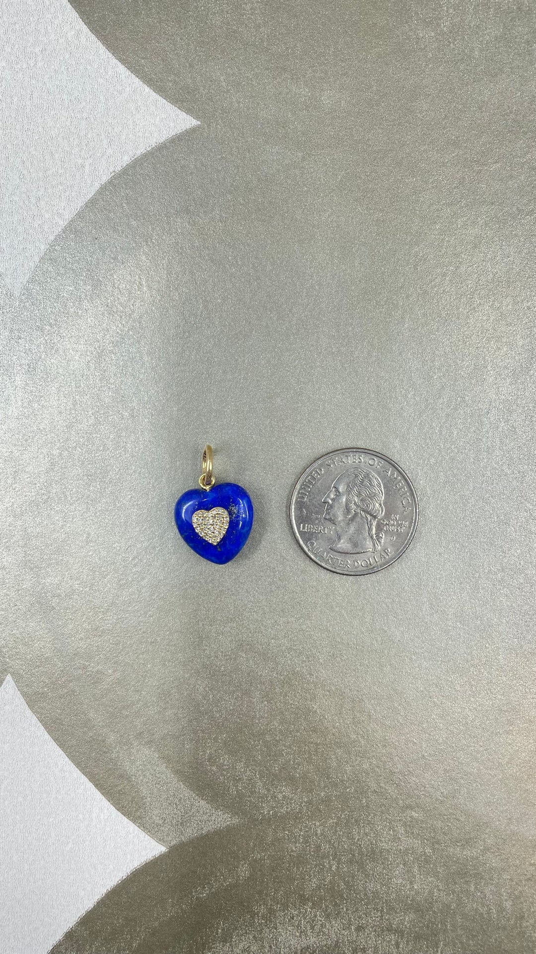 14k Lapis and Diamond Heart Charm