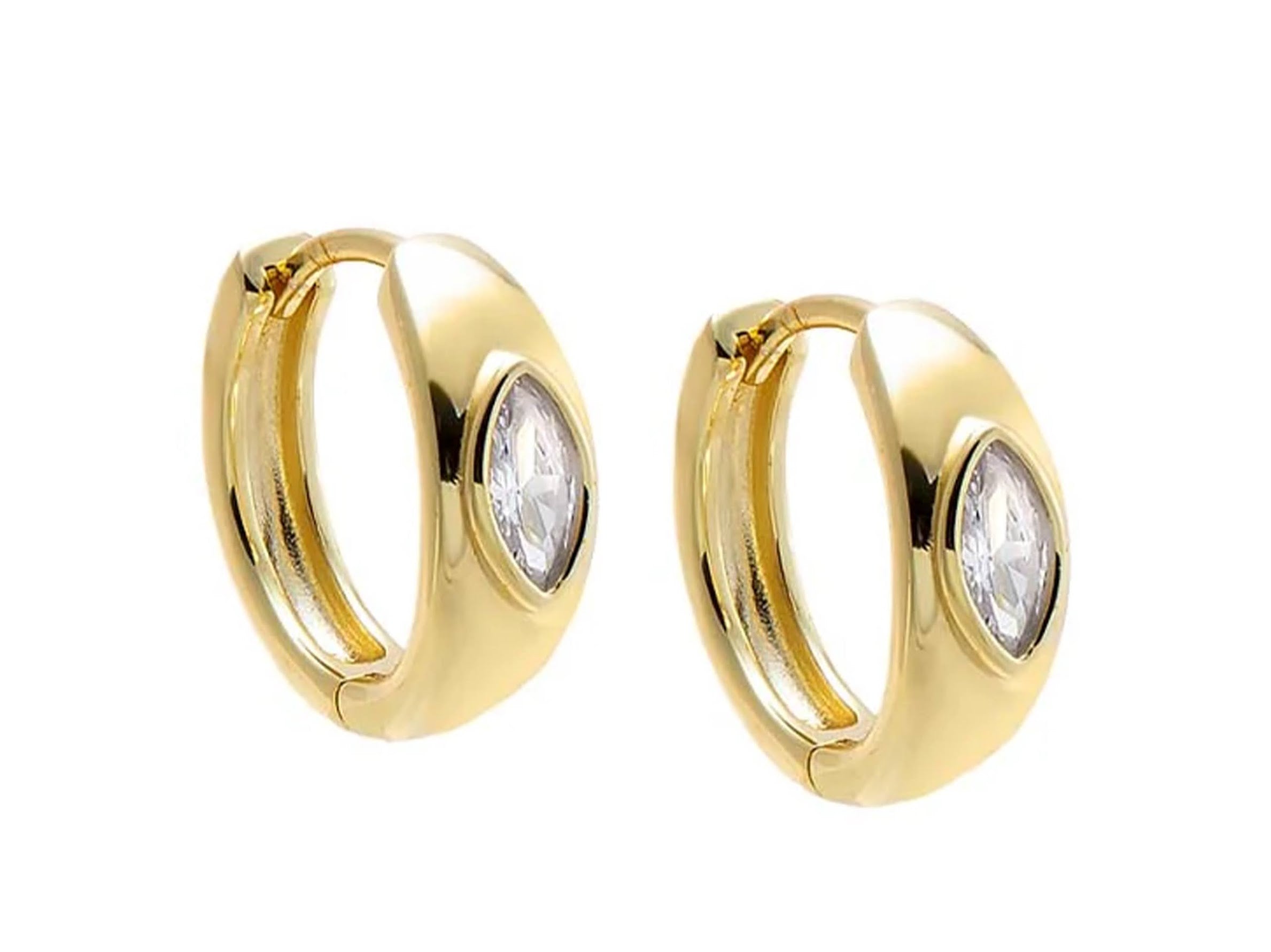 Huggie Hoops with Marquise CZs
