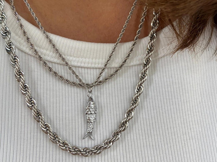 Silver Fish Charm Necklace