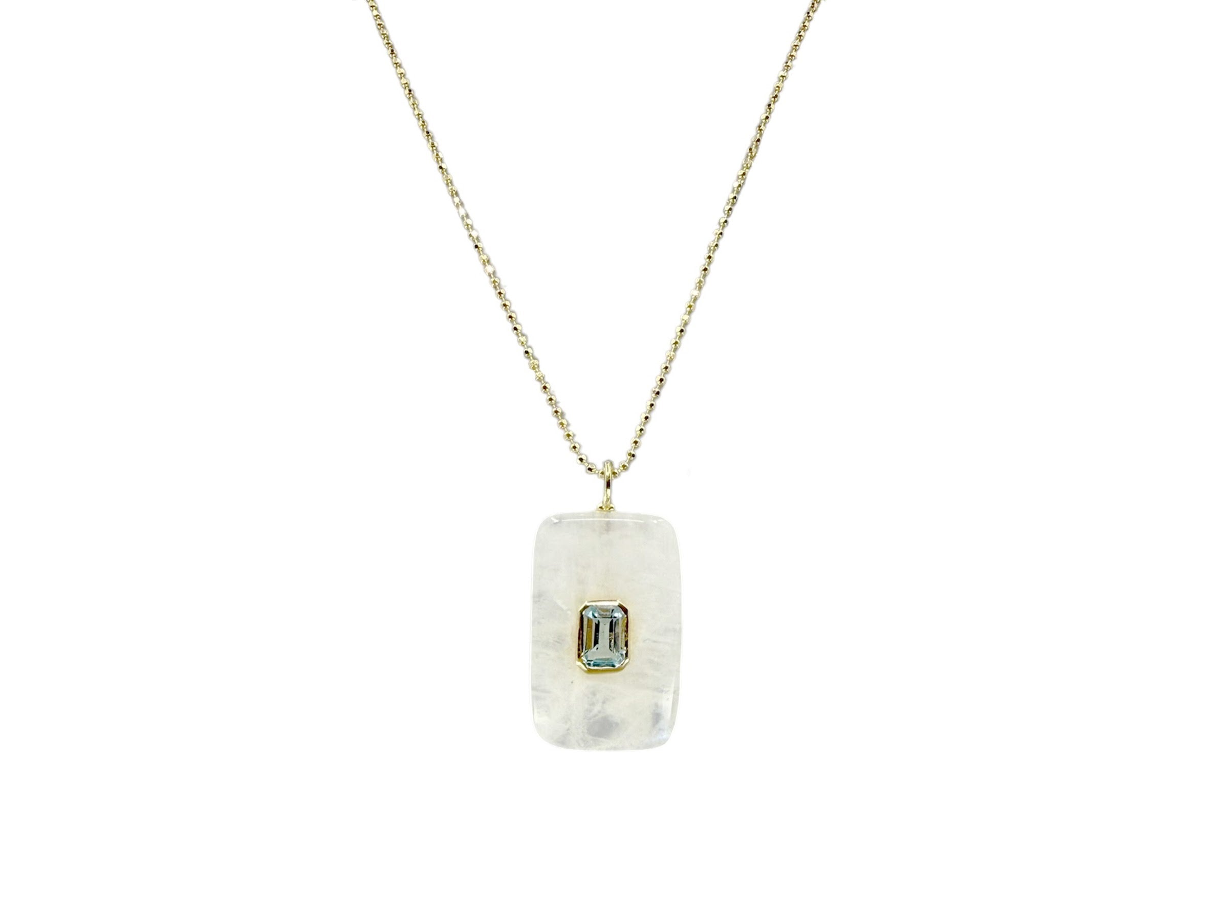 Moonstone and Blue Topaz Charm Necklace