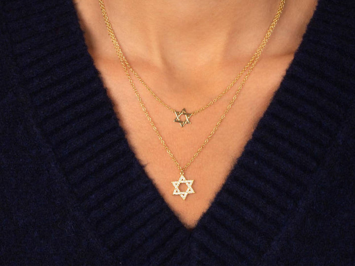 Gold Star of David Necklace