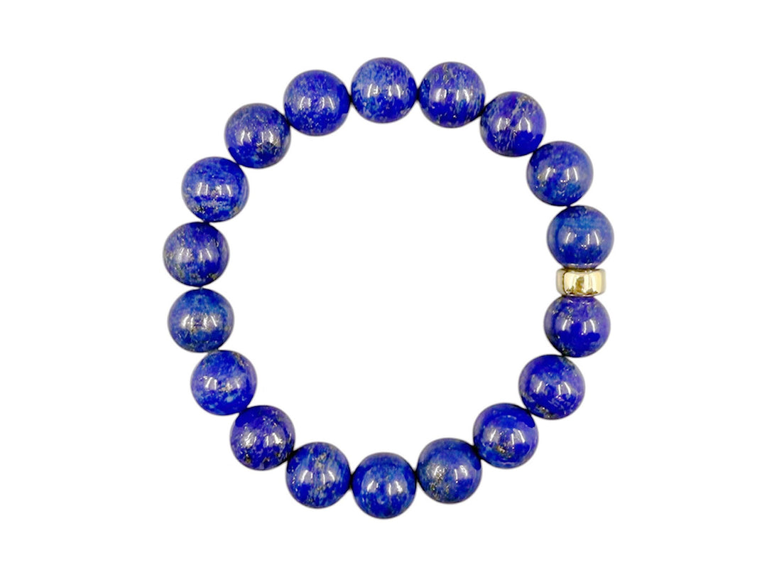 Lapis Stretch Bracelet with Gold Bead