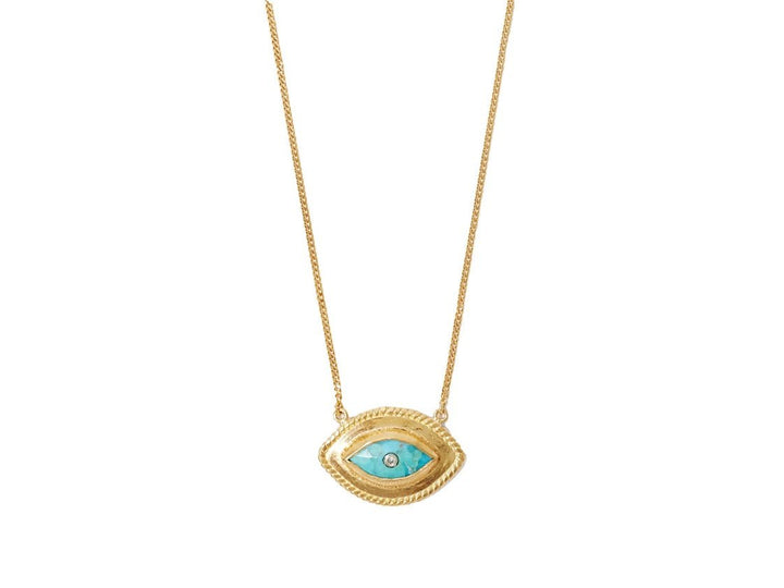 Gold and Turquoise Evil Eye Necklace