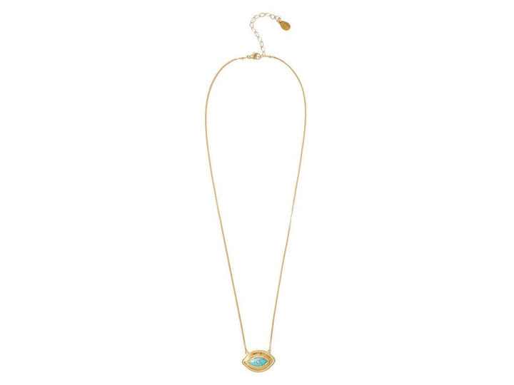 Gold and Turquoise Evil Eye Necklace