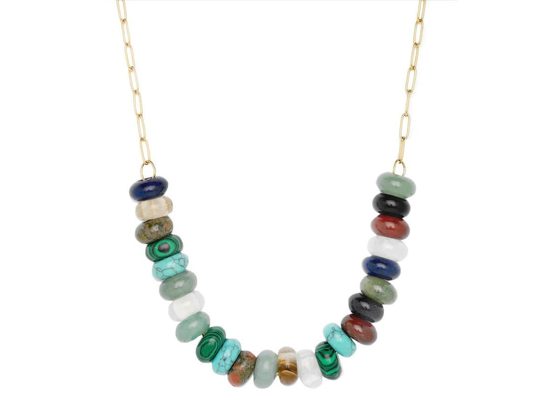 Long Gemstone Chain Necklace