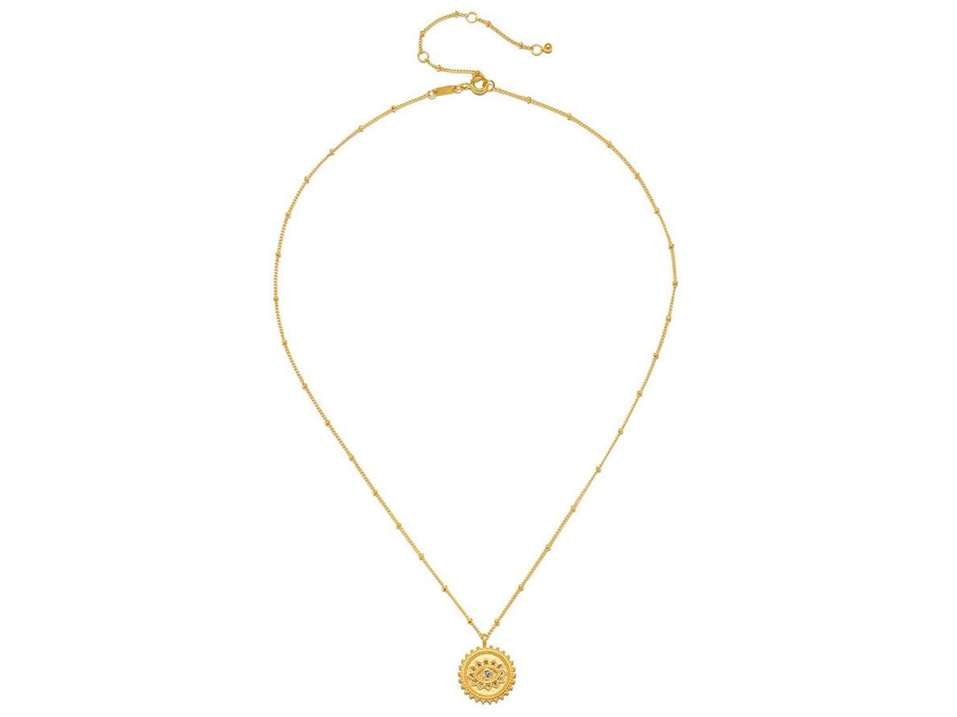 Gold Evil Eye Necklace with White Topaz