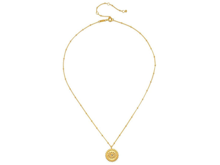 Gold Evil Eye Necklace with White Topaz