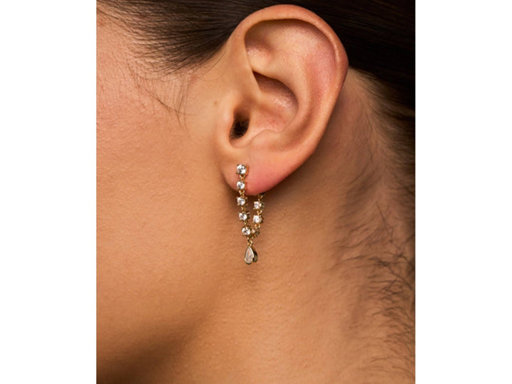 Gold Prong-Set and Pear CZ Earrings