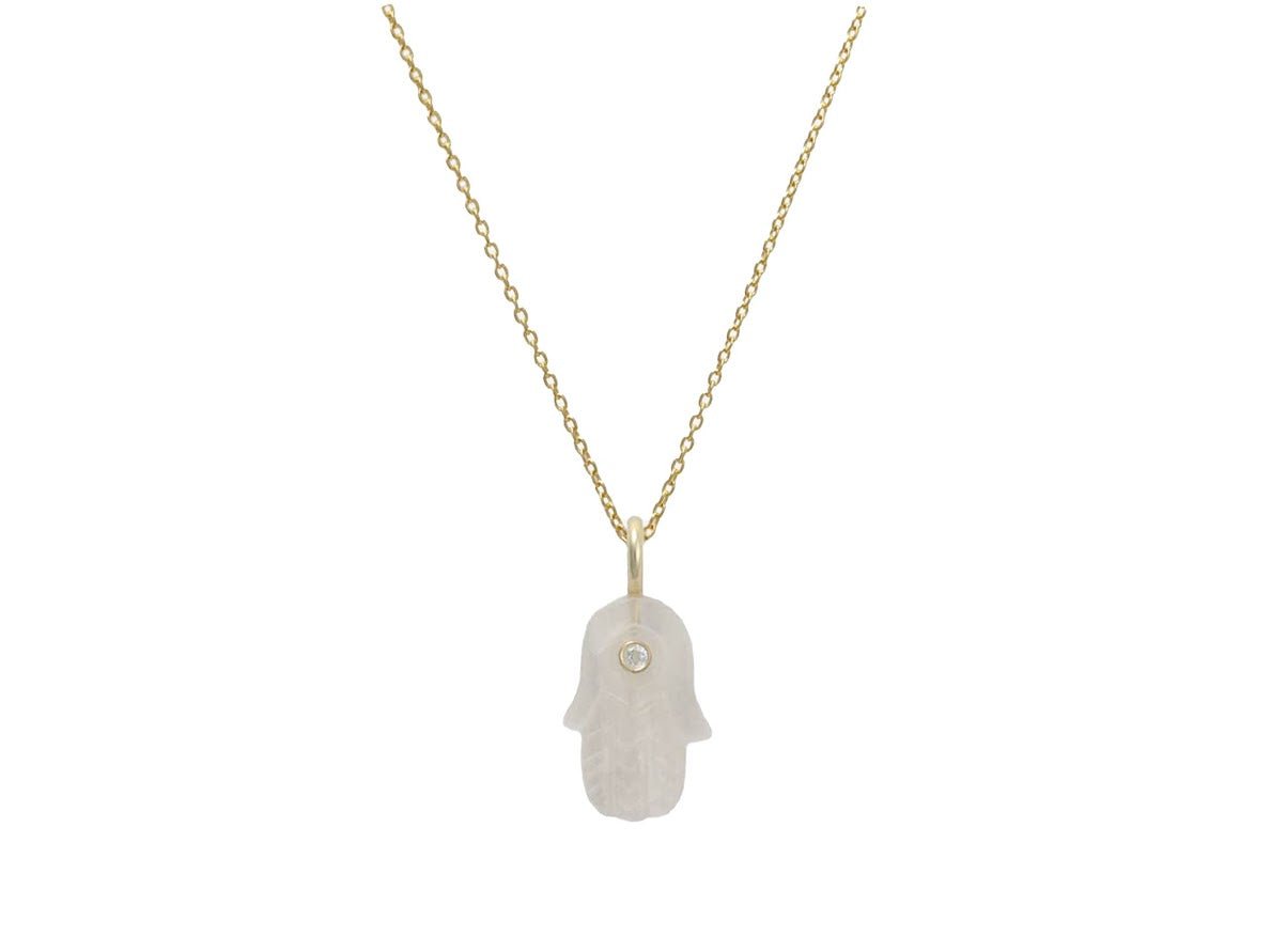 Moonstone Hamsa Charm Necklace