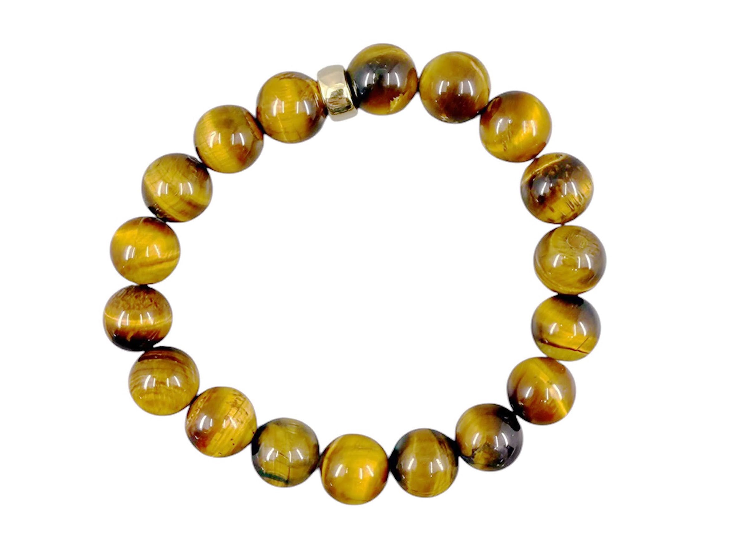Tiger Eye Stretch Bracelet with Gold Bead