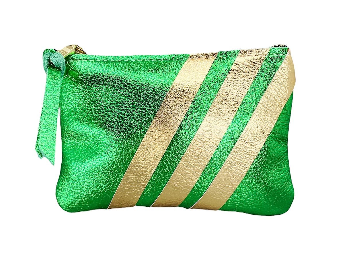 Emerald Metalic Wallet with Gold Stripes