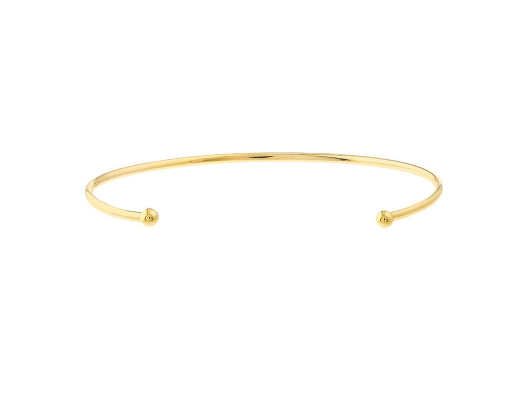 14k Cuff Bangle with Beaded Ends