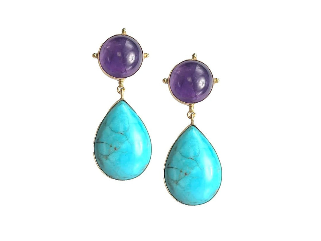 Amethyst and Turquoise Drop Earrings