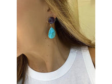 Load image into Gallery viewer, Amethyst and Turquoise Drop Earrings
