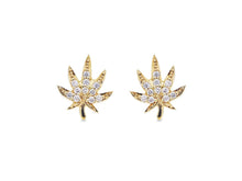 Load image into Gallery viewer, 14k Diamond Pot Leaf Studs
