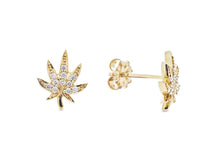 Load image into Gallery viewer, 14k Diamond Pot Leaf Studs
