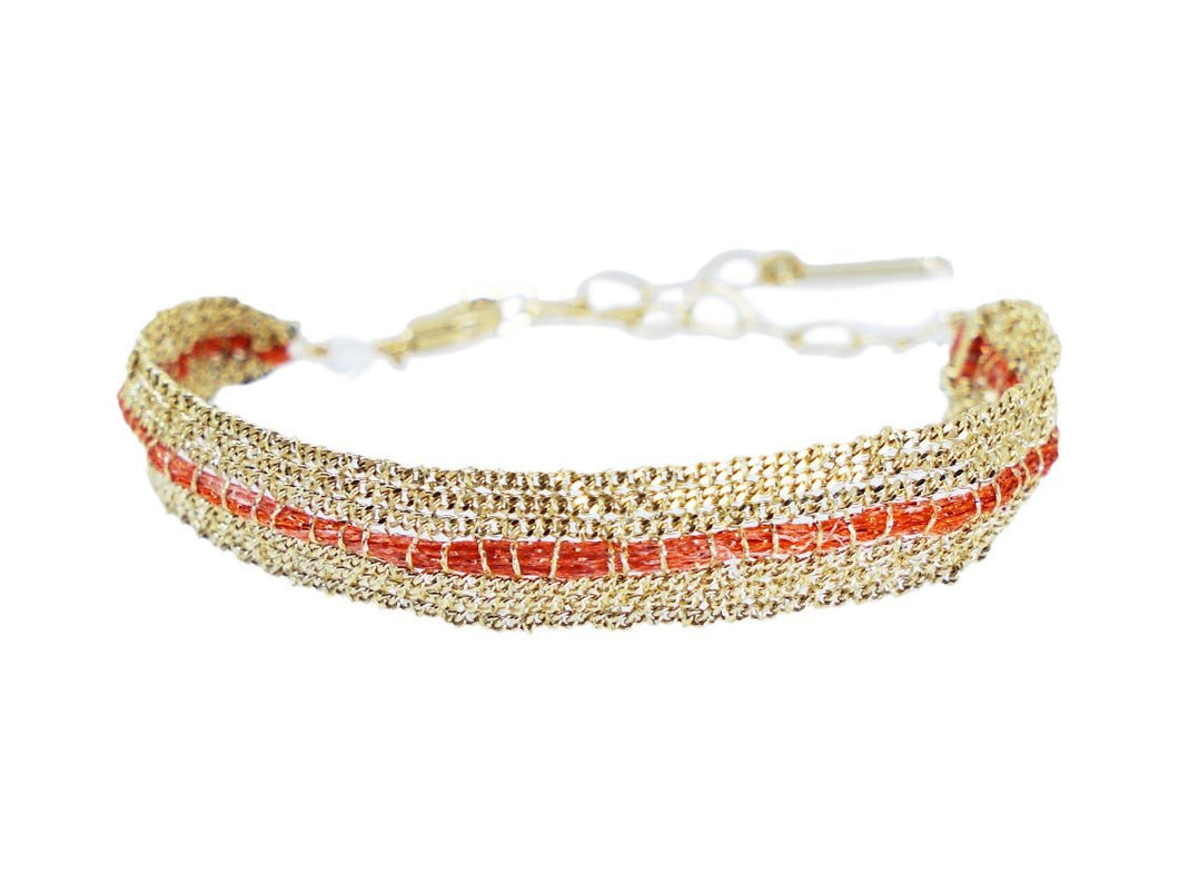 Wider Orange Striped Chain Bracelet