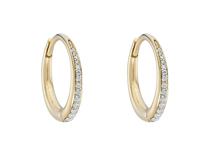 9k Large Oval Diamond Chunky Hoops