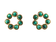 Load image into Gallery viewer, Circular Malachite Earrings
