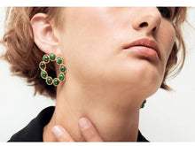 Load image into Gallery viewer, Circular Malachite Earrings
