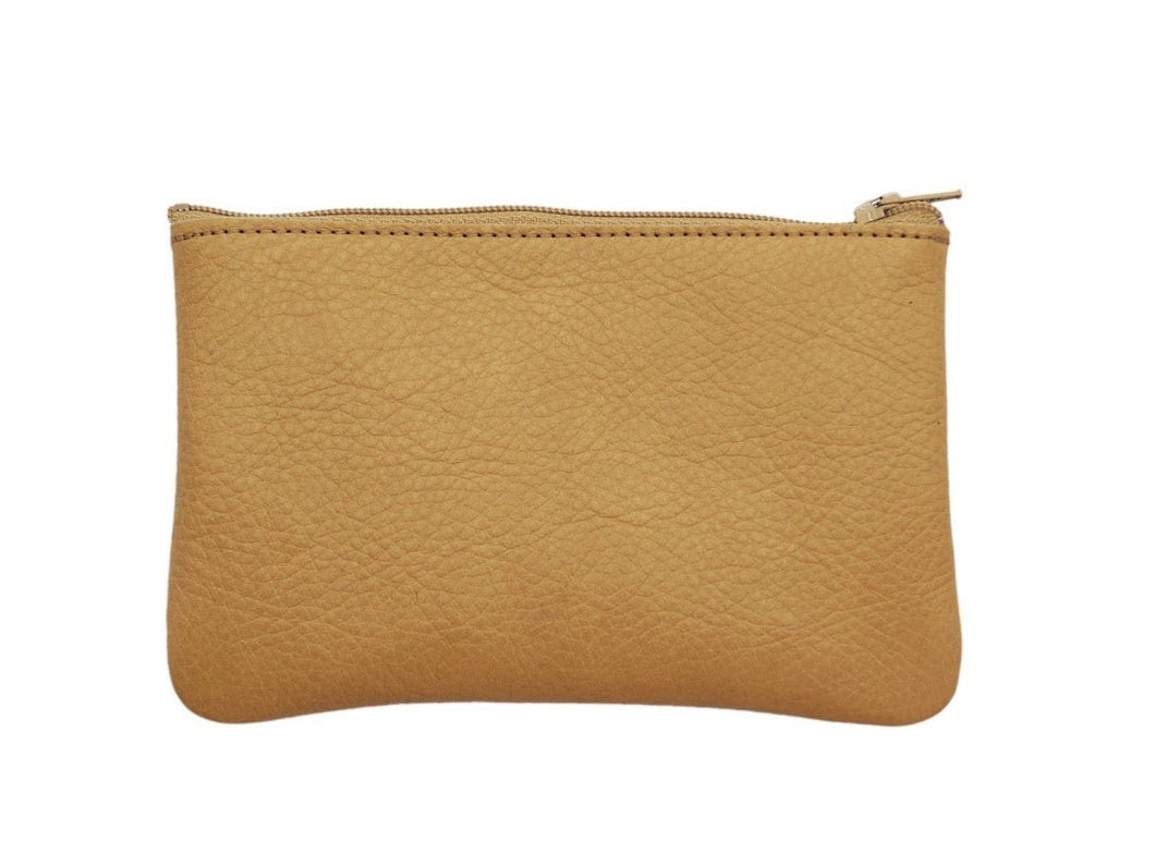 Small Flat Zip Pouch in Camel