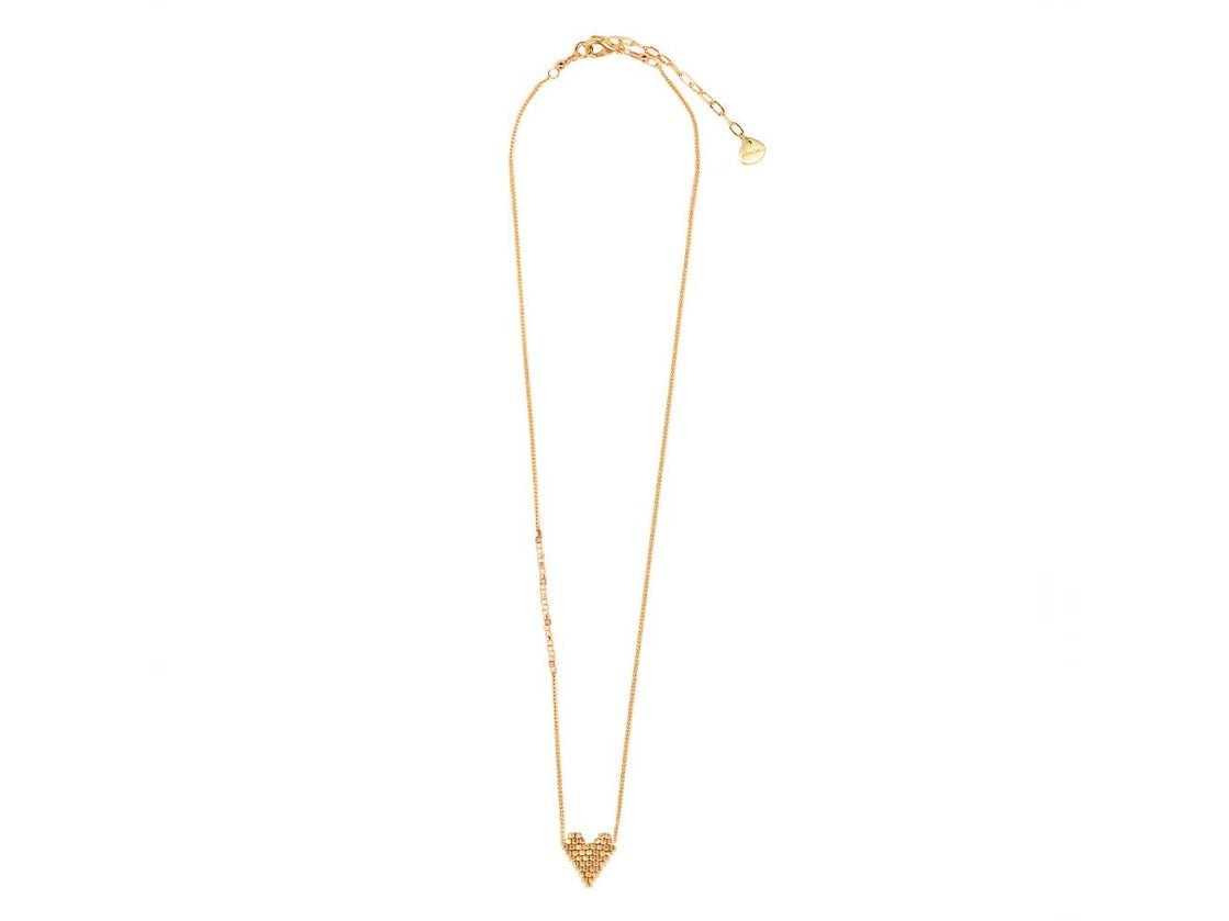 Gold Beaded Heart Necklace
