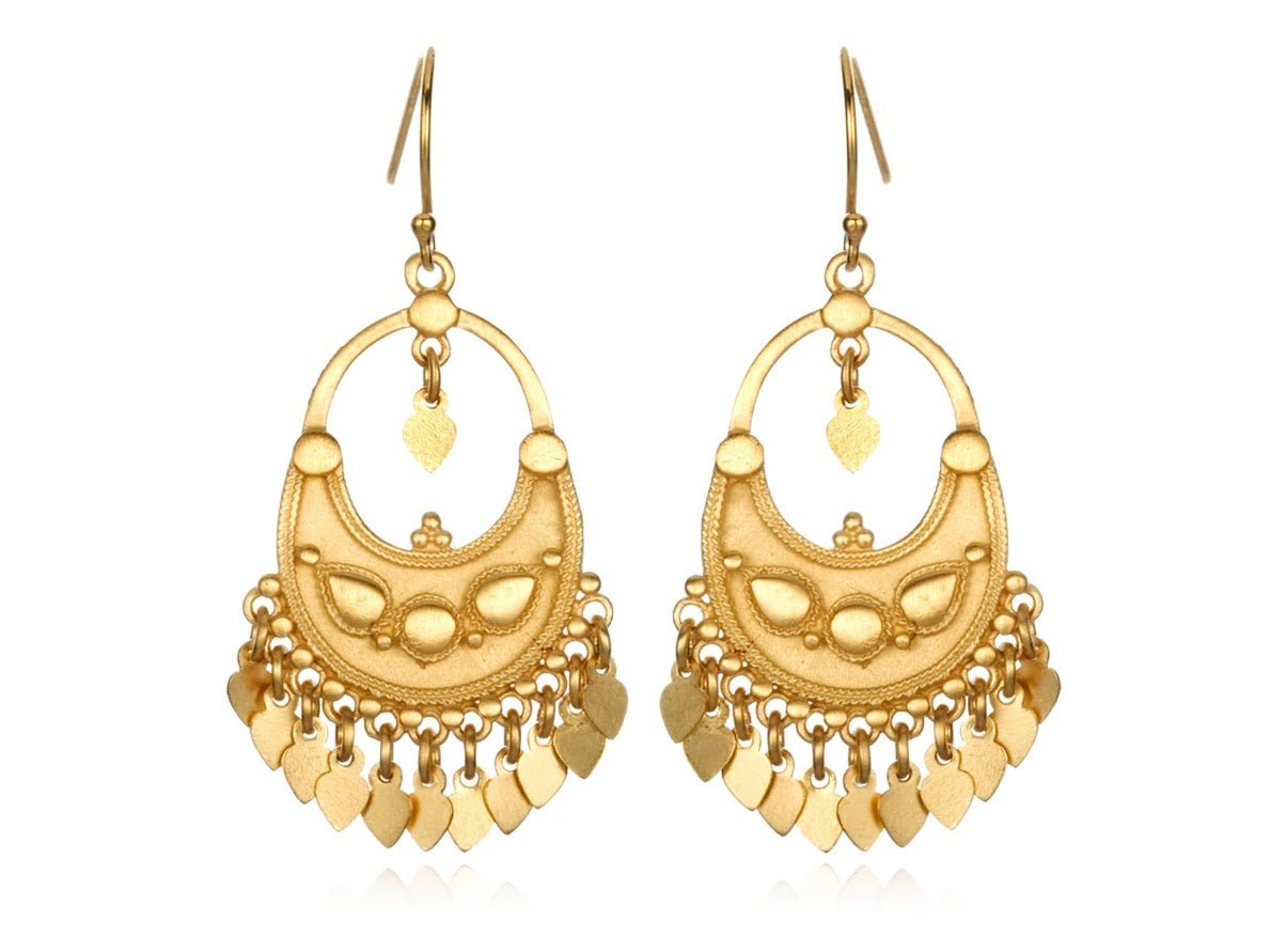 Gold Lotus Flower Chandelier Earrings