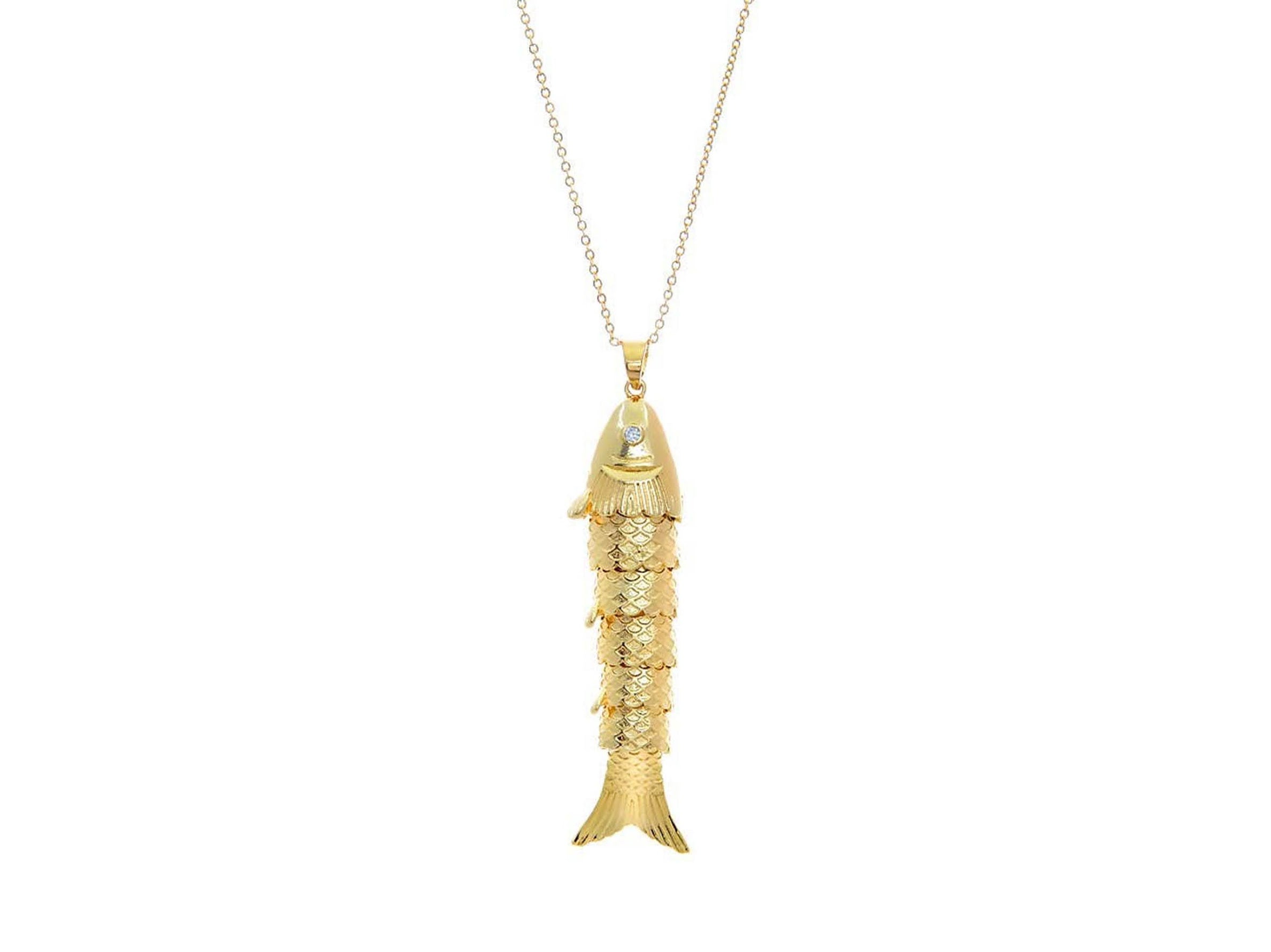 Fish Charm Necklace with CZ Eye