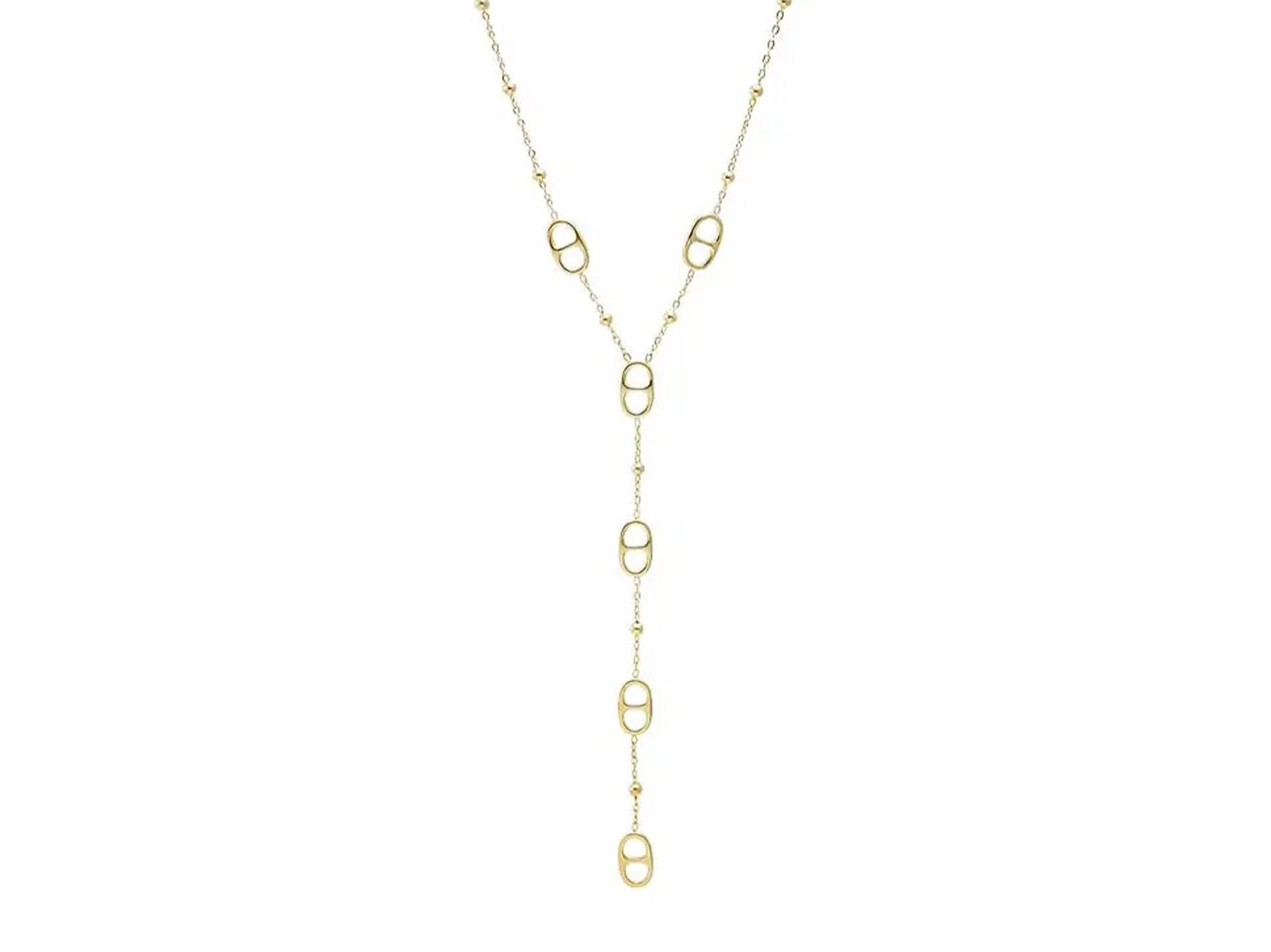 Gold Mariner Chain Drop Link Lariat Necklace
