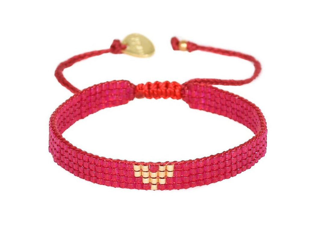 Red and Gold Adjustable Heart Bracelet