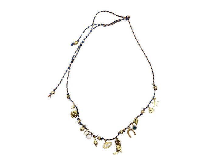 Navy and Gold Multiple Charm Necklace