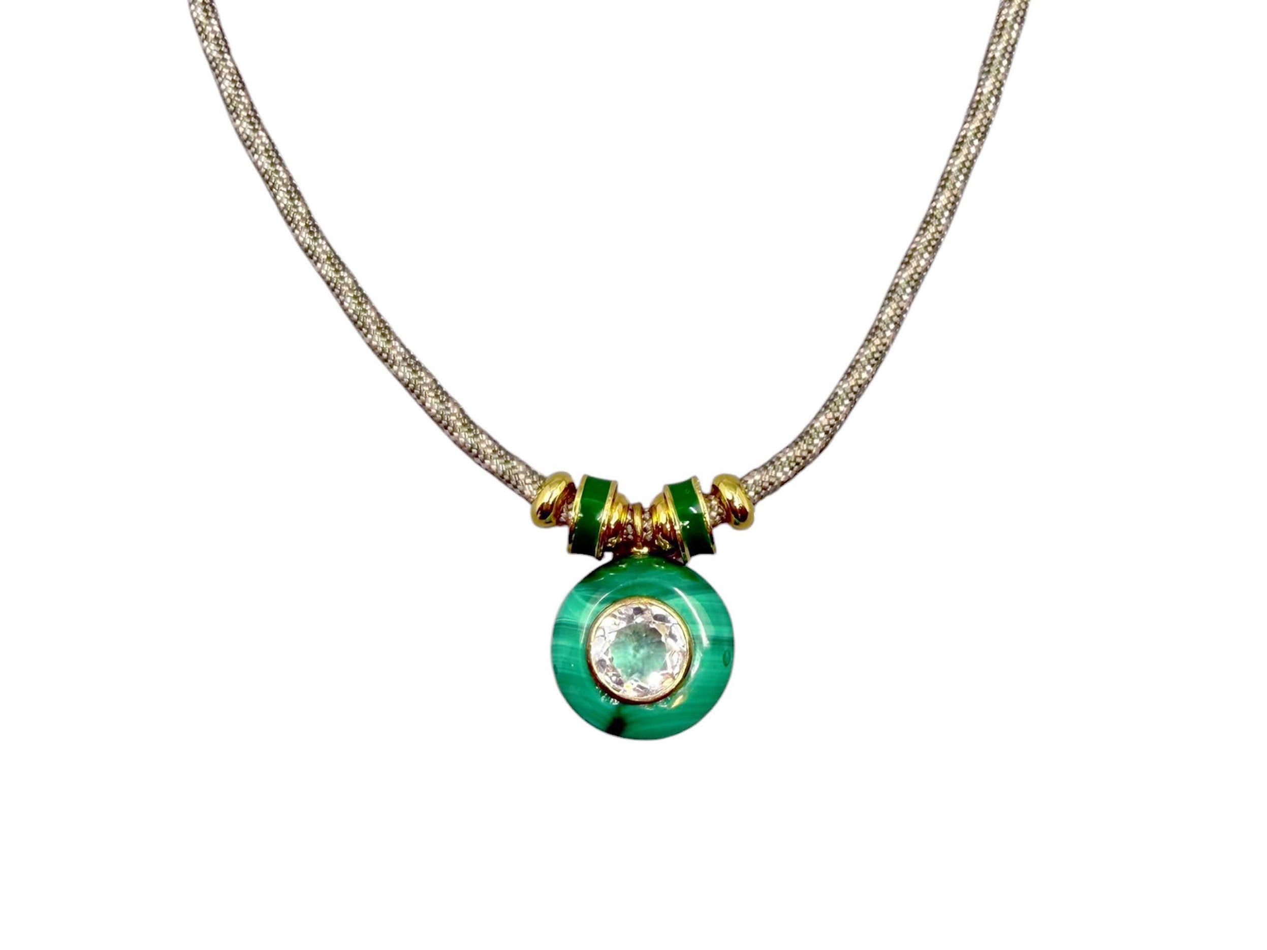 Malachite and Yellow Quartz on Paracord Necklace