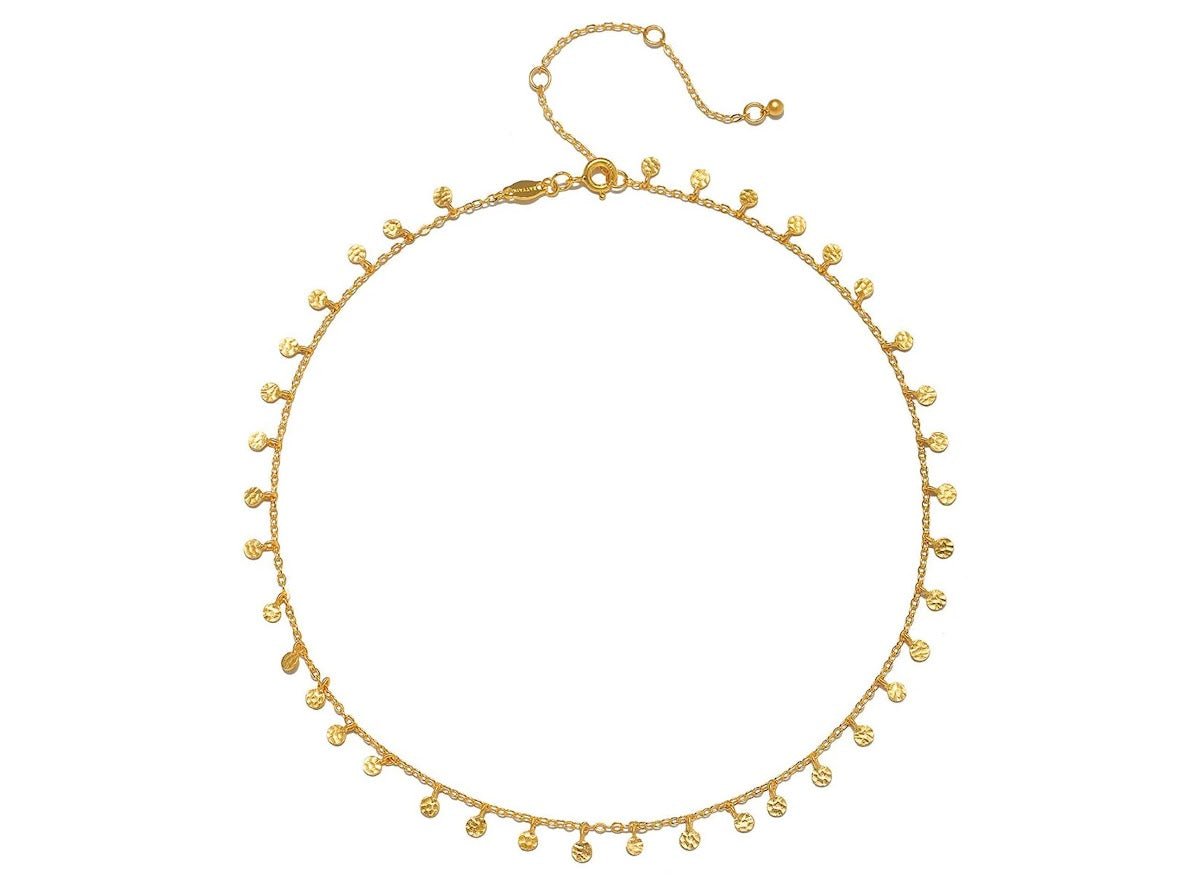 Gold Choker with Hammered Discs