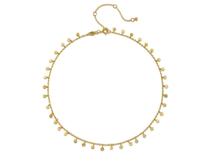 Gold Choker with Hammered Discs
