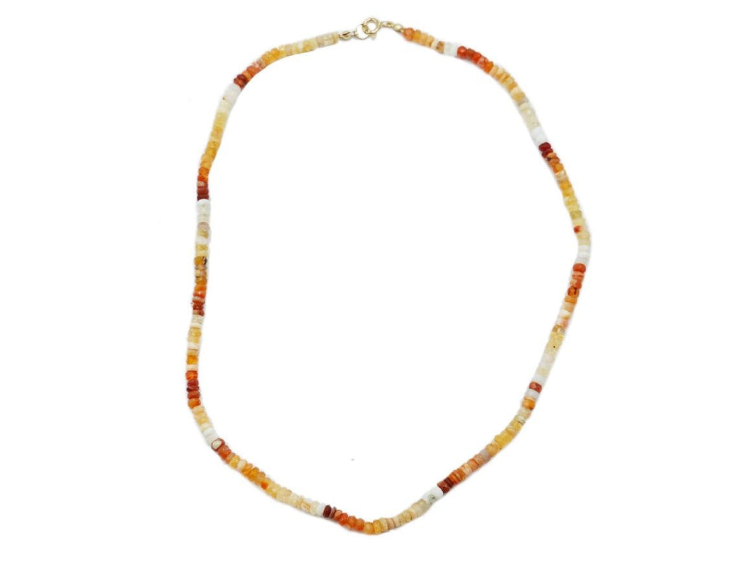 Faceted Mexican Fire Opal Roundel Strand Necklace