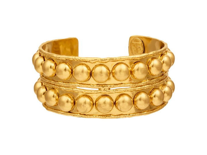 Gold Double Row Beaded Cuff