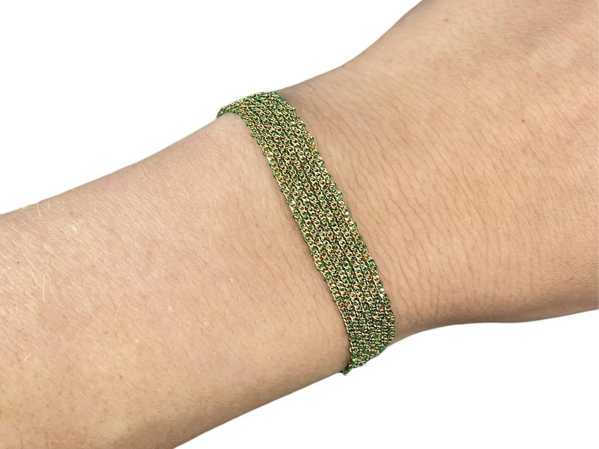 Gold and Green Chain Bracelet