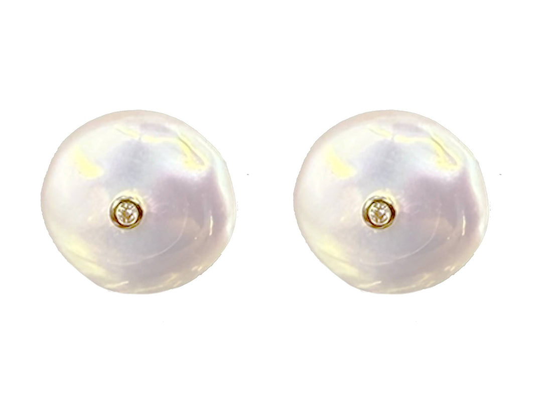 Freshwater Coin Pearl Stud Earrings