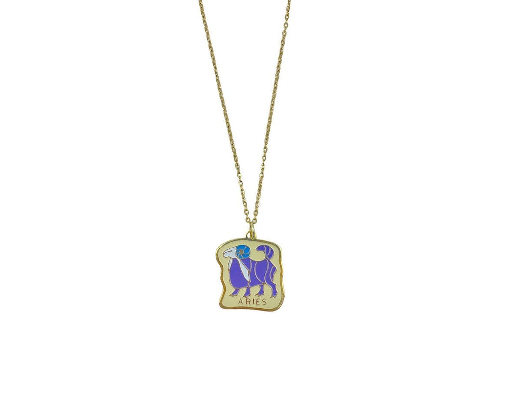 1970s Enamel Aires Charm Necklace