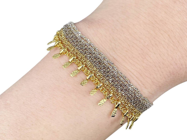 Gold and Silver Chain Bracelet with Drops