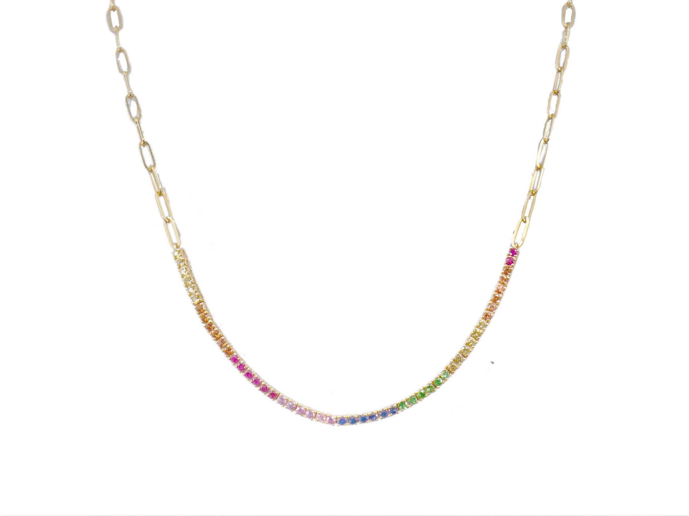 14k Rainbow Sapphire Necklace