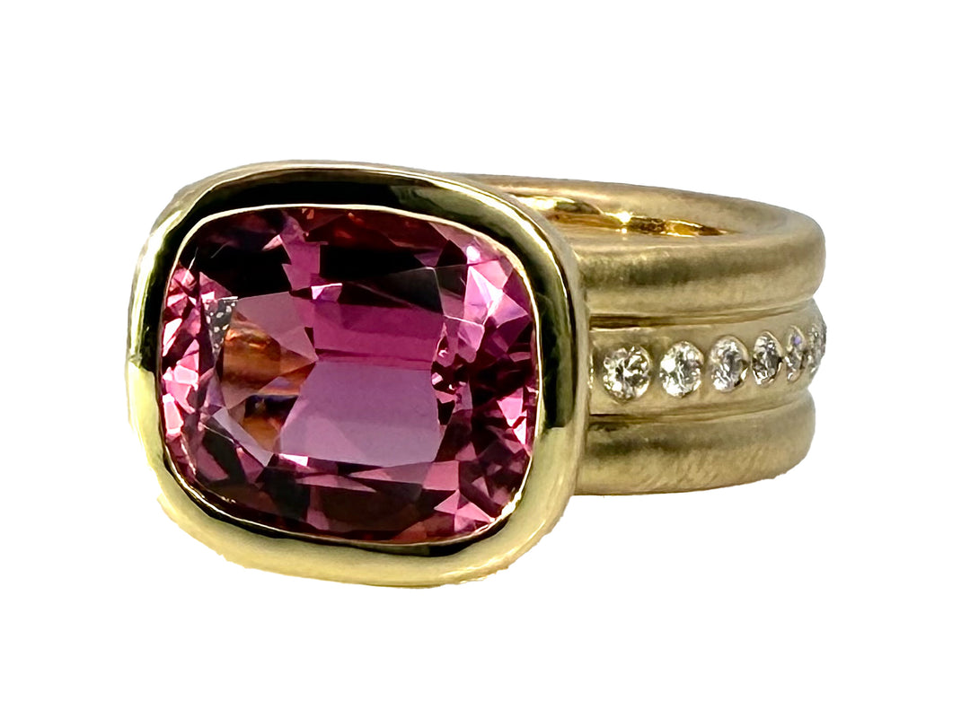 18k Rubellite and Diamond Ring