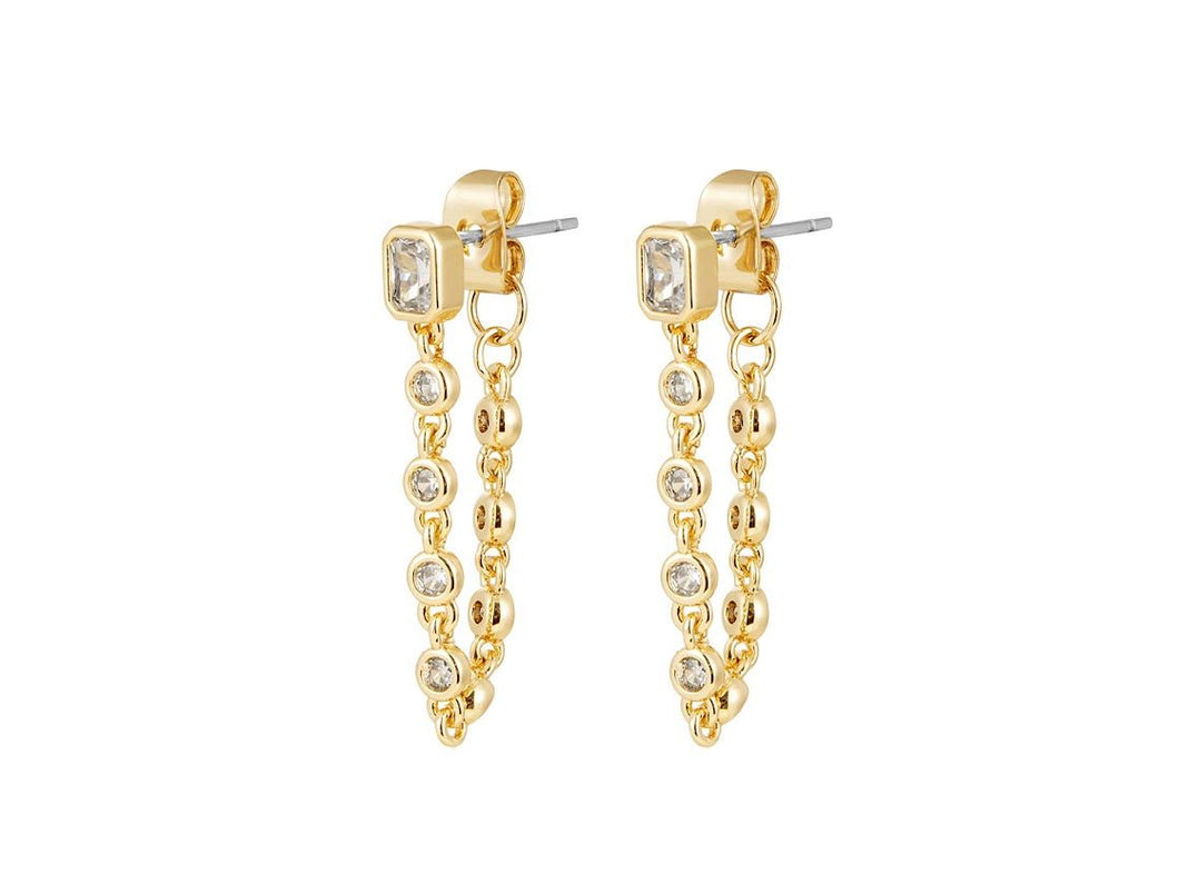 Gold Chain Stud Earrings with CZs