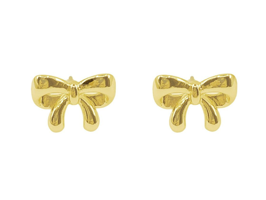 Yellow Gold Bow Stud Earrings