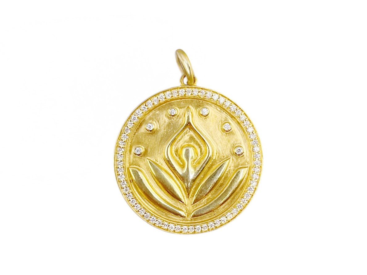 14k Lotus Pendant with Diamonds