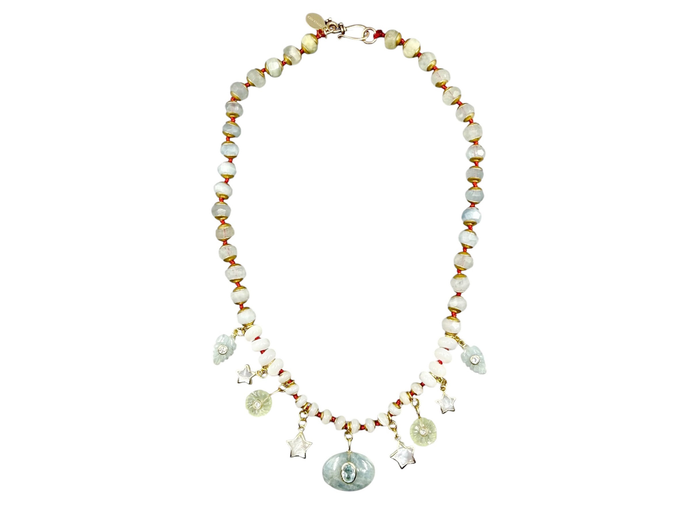 One-of-a-Kind Aquamarine Necklace with Charms