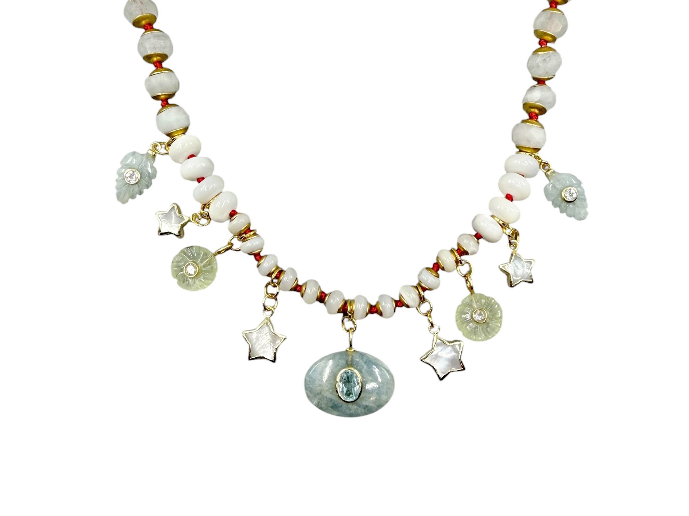 One-of-a-Kind Aquamarine Necklace with Charms
