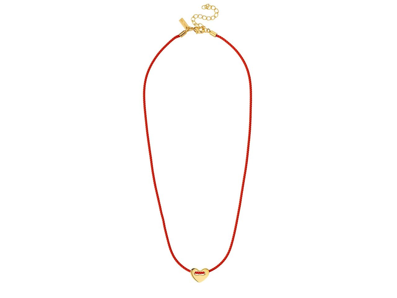 Red Cord and Heart Charm Necklace