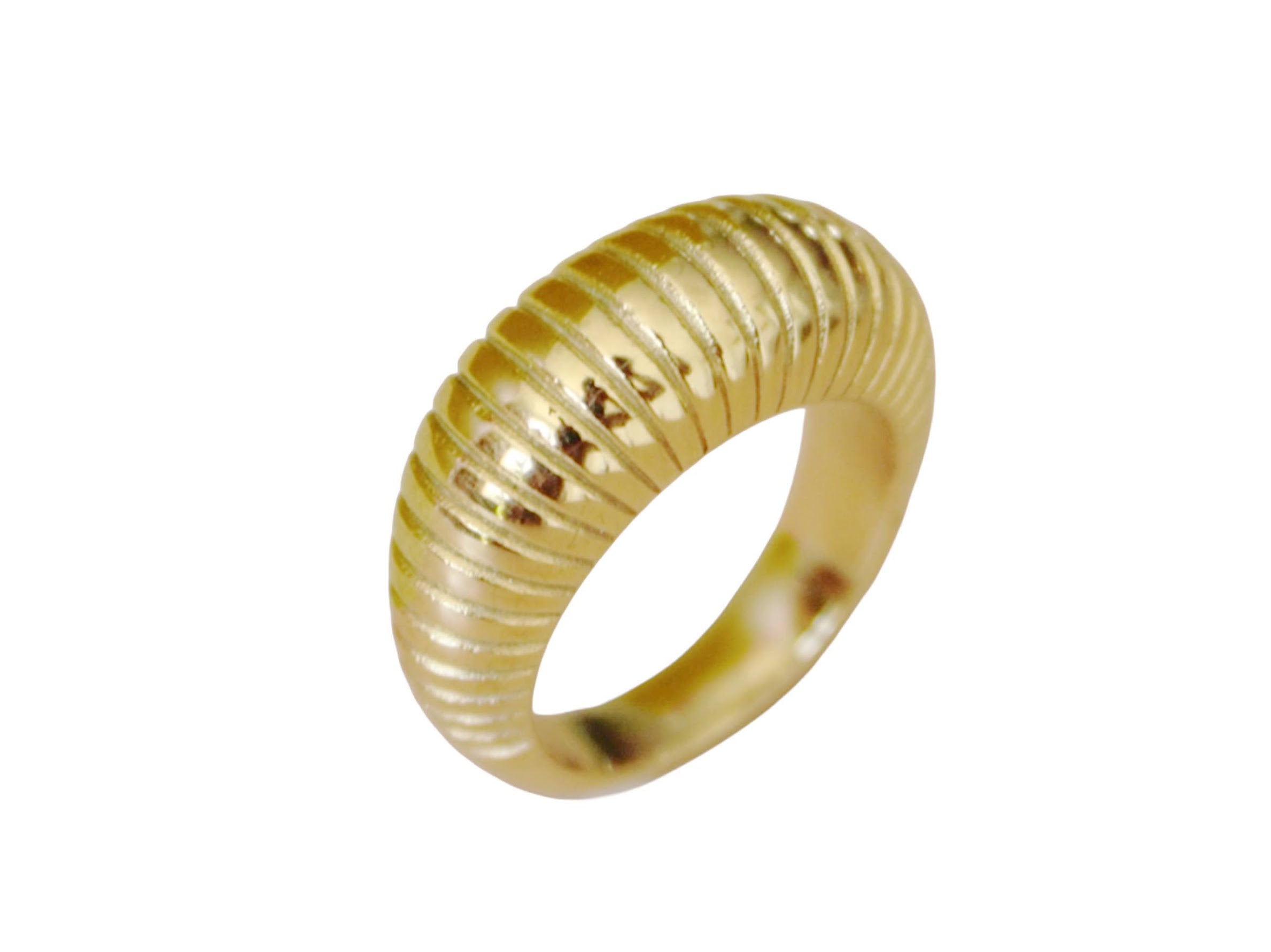 Gold Ribbed Dome Ring