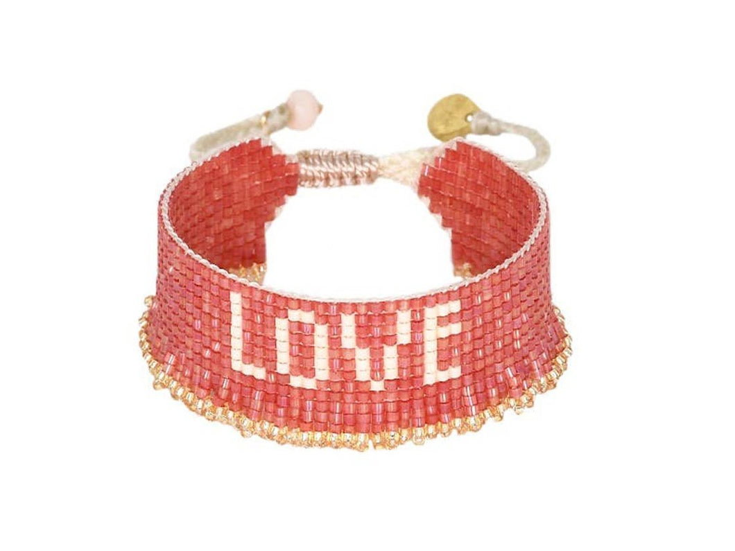Coral, White, and Gold Love Bracelet